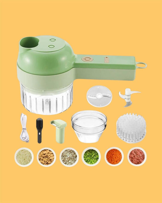 4 in 1 Portable Electric Vegetable Cutter Set | Rechargeable Mini Chopper